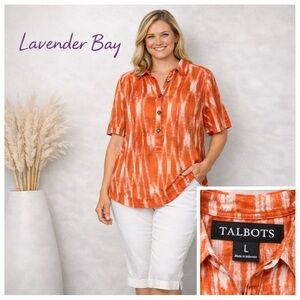 Talbots Summer Sunset Button-down Top Size Large